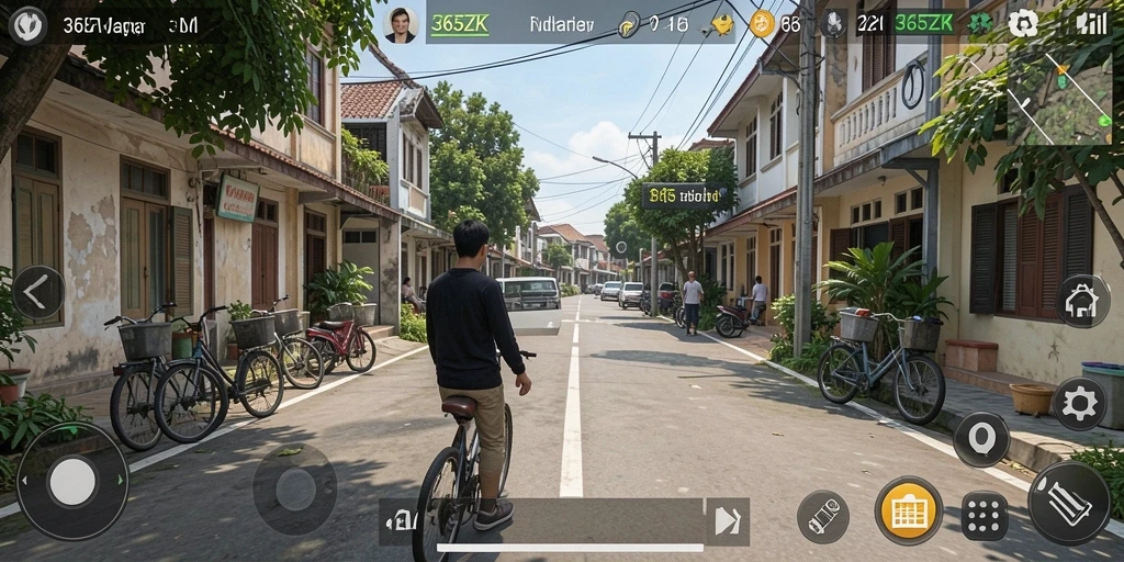 Tangkapan layar gameplay 365ZK menampilkan simulasi yang mendetail dan interaksi karakter.
