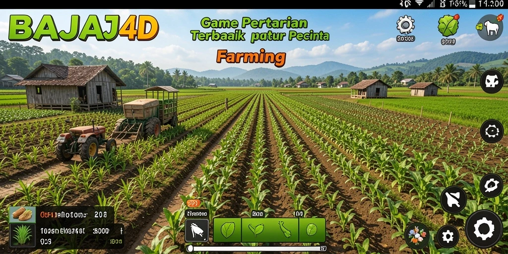 Tampilan gameplay BAJAJ4D menunjukkan kebun yang subur dan hewan ternak yang terawat.