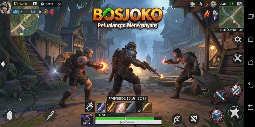 Tampilan seru gameplay RPG dalam BOSJOKO.