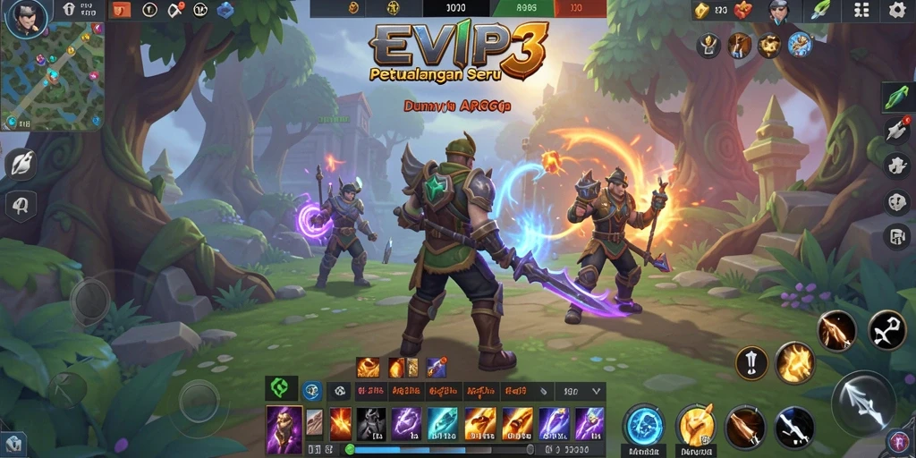 Tangkapan layar utama menunjukkan aksi seru di EVIP3 dengan gameplay ARPG.