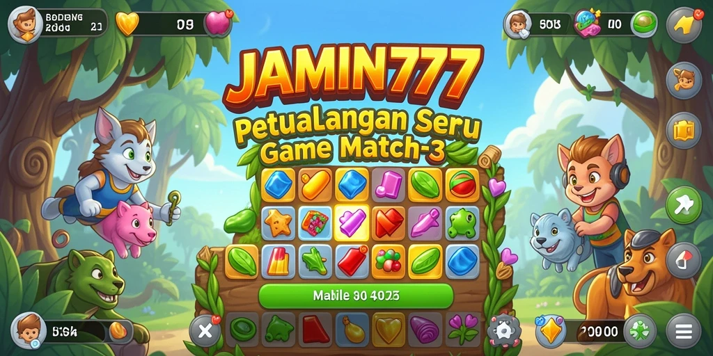 Tampilan gameplay JAMIN777 yang menantang di genre Match-3.