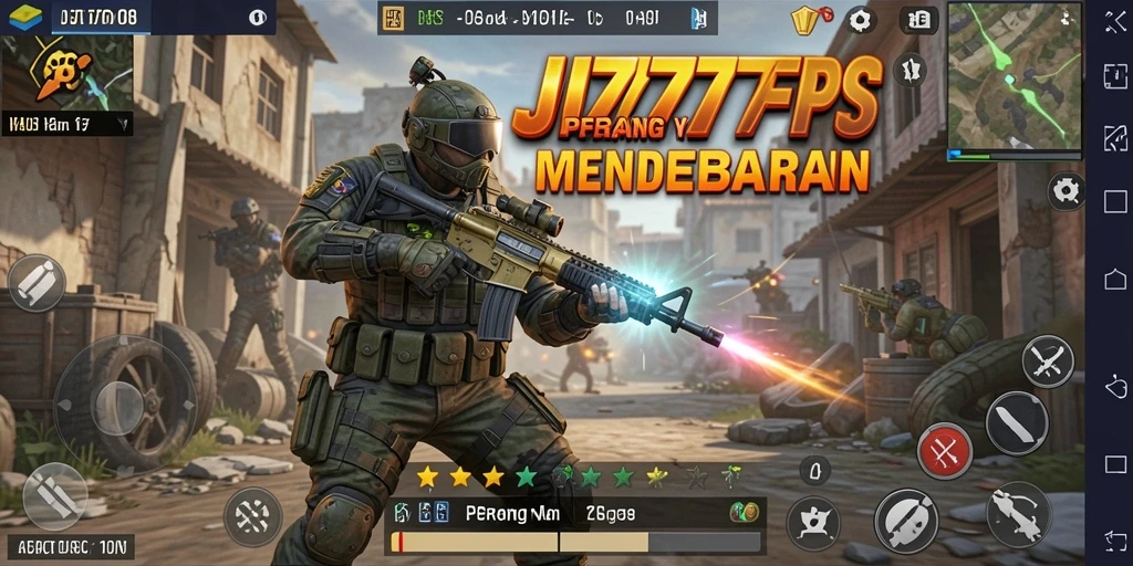 Menampilkan aksi tembak-menembak yang mendebarkan di permainan FPS.