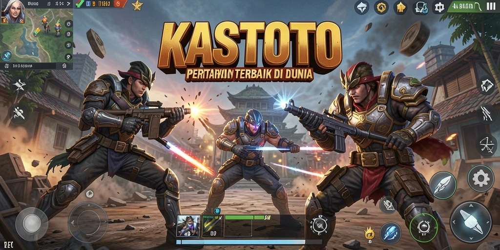 Screenshot utama KASTOTO yang menunjukkan intensitas pertarungan Battle Royale.