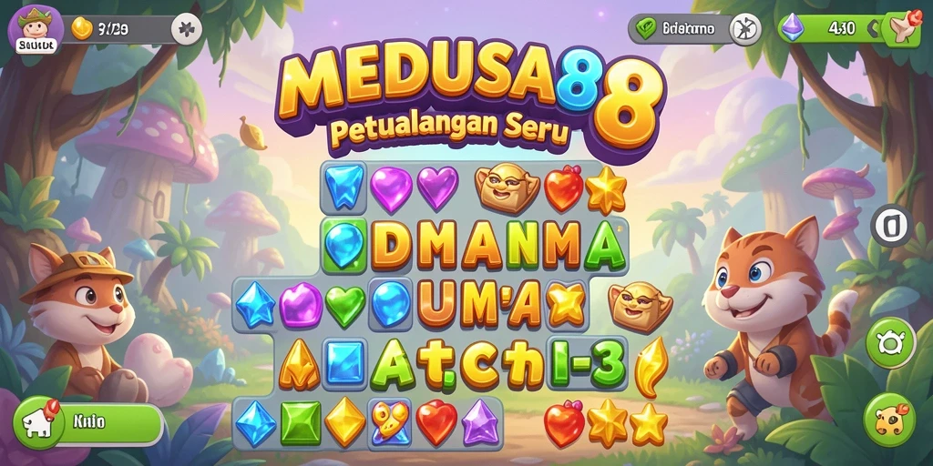Tangkapan layar MEDUSA88 menunjukkan gameplay Match-3 yang menarik.