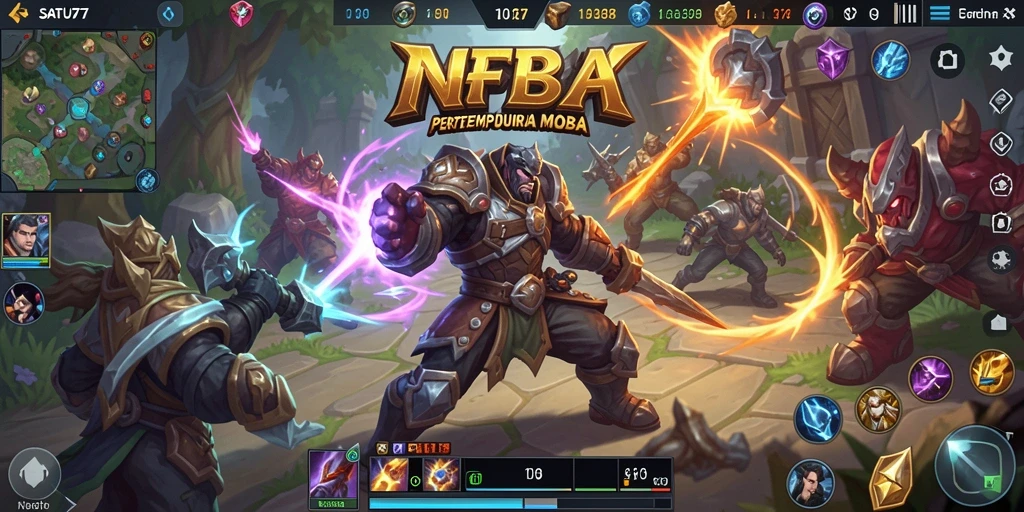Screenshot SATU77 menampilkan aksi pertempuran yang mendebarkan di arena MOBA.