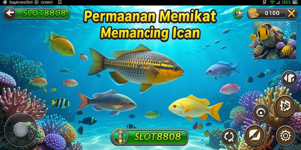 Tampilan gameplay SLOT8808 yang menarik saat menangkap ikan.