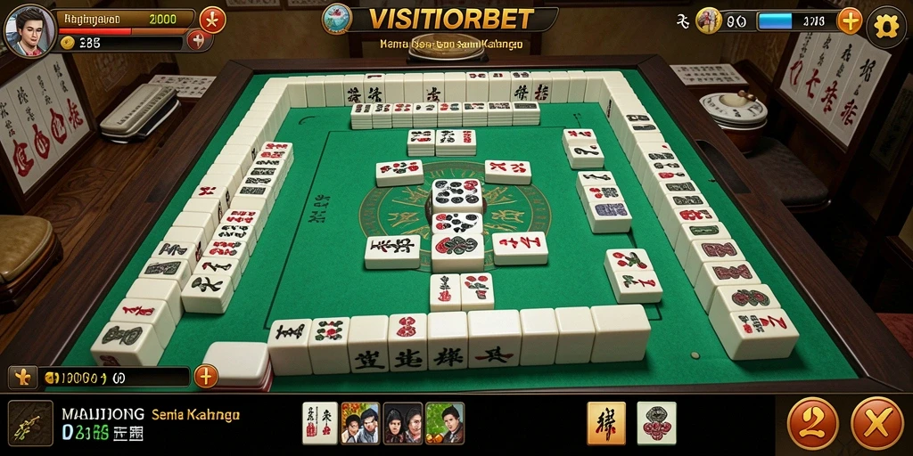 Tangkapan layar dari gameplay VISITORBET menampilkan suasana seru permainan Mahjong.